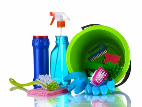 Professional commercial cleaning team in a modern office lobby