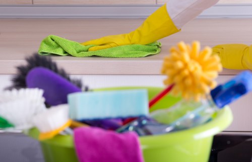 A tidy and sanitized kitchen after regular cleaning