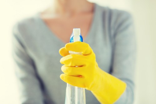 Eco-friendly commercial cleaning equipment in a workplace