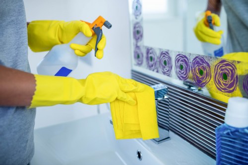 Professional cleaning routine keeping a space spotless