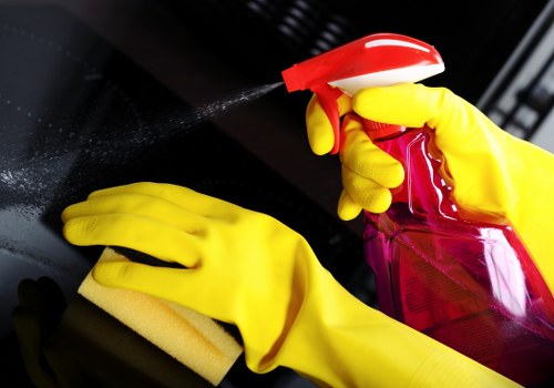 Turnover cleaning supplies prepared for a vacation rental
